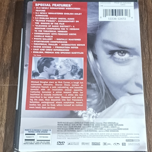 BASIC INSTINCT Special Edition on DVD Michael Douglas - Picture 2 of 2